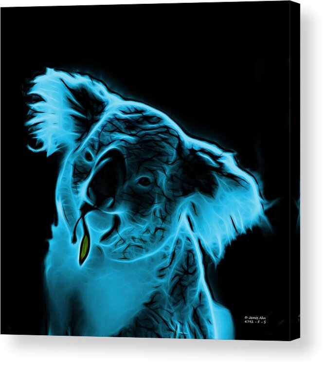 Koala Acrylic Print featuring the digital art Koala Pop Art - Cyan by James Ahn