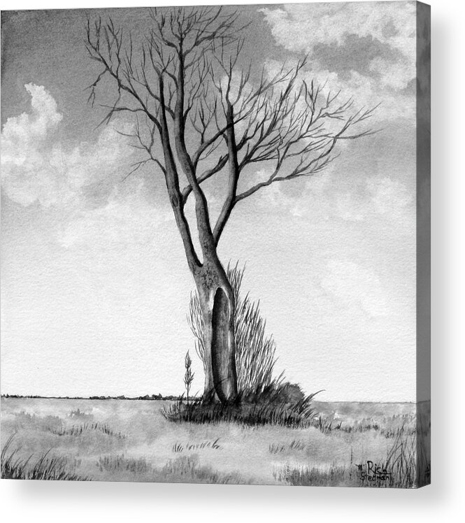 Tree Acrylic Print featuring the painting Lone tree on the prairie by Richard Stedman