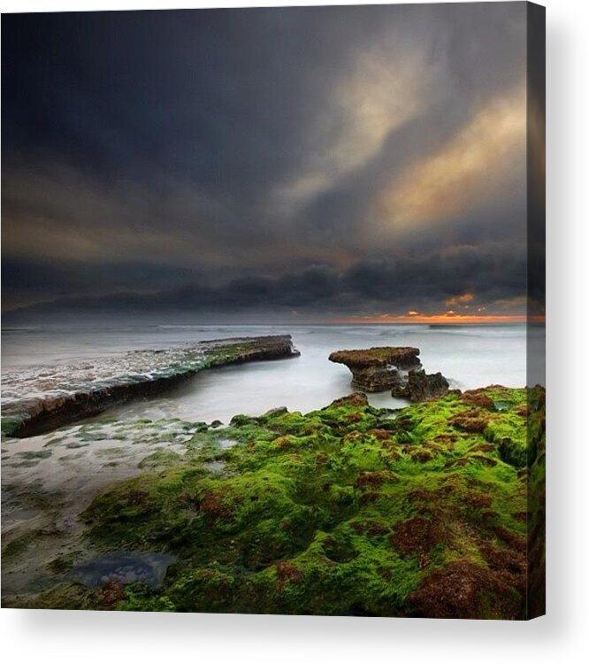  Acrylic Print featuring the photograph Long Exposure Of A Stormy Sunset At A by Larry Marshall