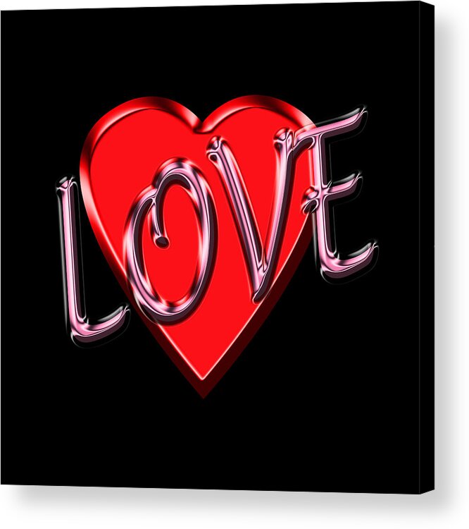 Love Acrylic Print featuring the digital art Love Pink and Red by Andrew Fare