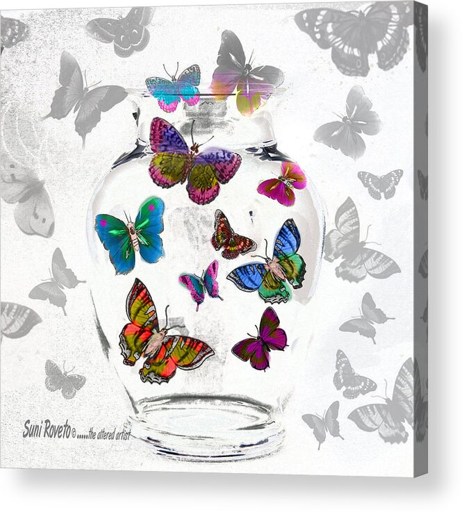 Daily Digital Acrylic Print featuring the painting Magic Moth Jar by Suni Roveto