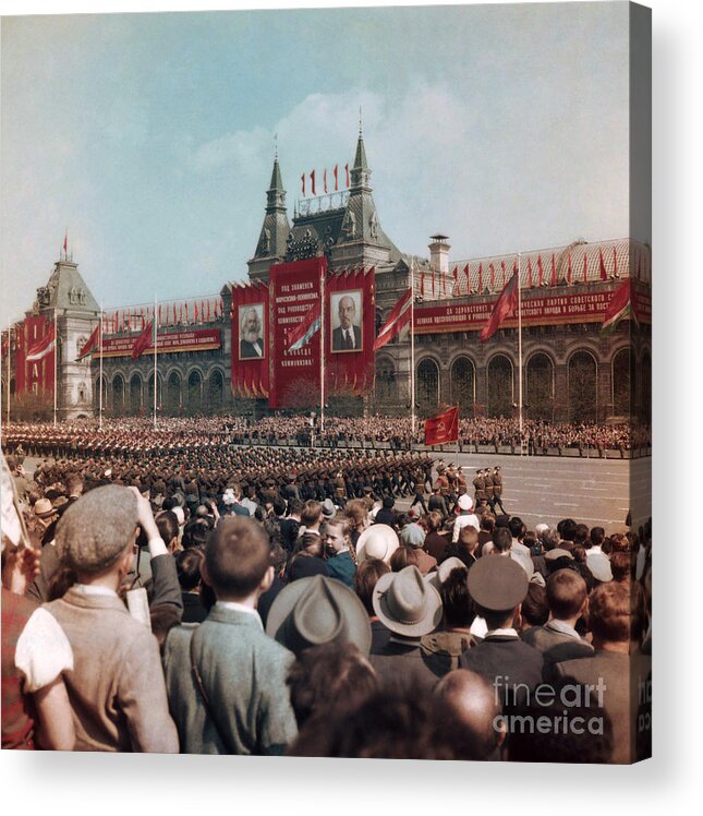 People Acrylic Print featuring the photograph May Day Parade, Moscow, 1959 by Photo Researchers