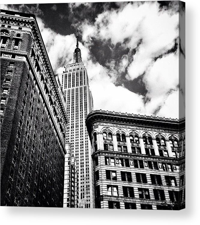 New York City Acrylic Print featuring the photograph New York City - Empire State Building and Clouds by Vivienne Gucwa