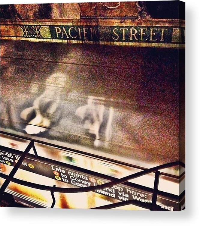 Newyorker Acrylic Print featuring the photograph #ny #metro #subway #station #train by Joel Lopez