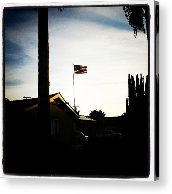  Acrylic Print featuring the photograph Old Glory Flying In The Wind by Jose Callejas