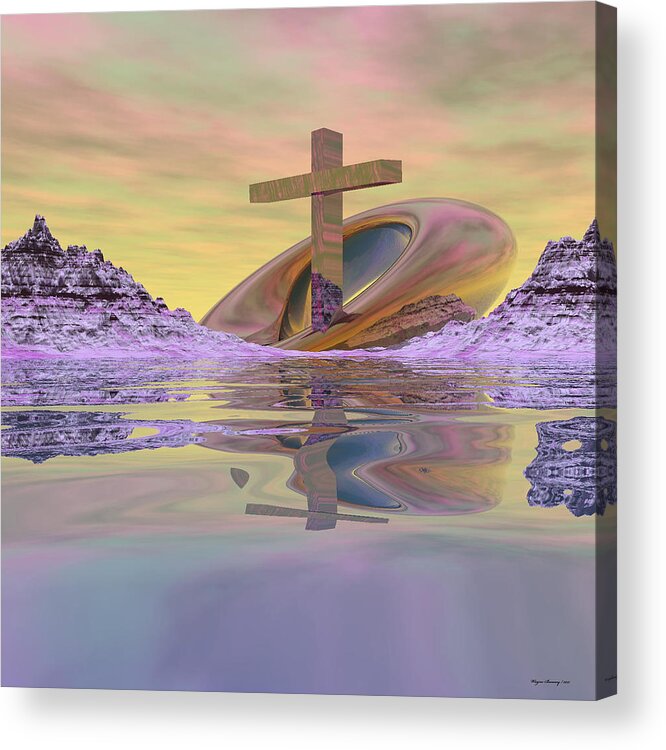 Crosses Acrylic Print featuring the digital art On Bended Knee by Wayne Bonney