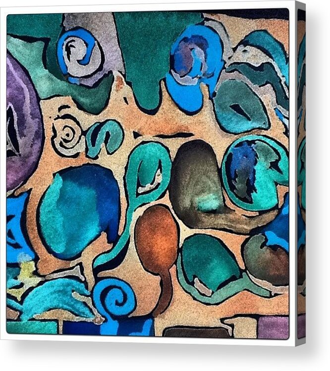 Watercolor Acrylic Print featuring the painting Circles of colors.... by Sandra Lira