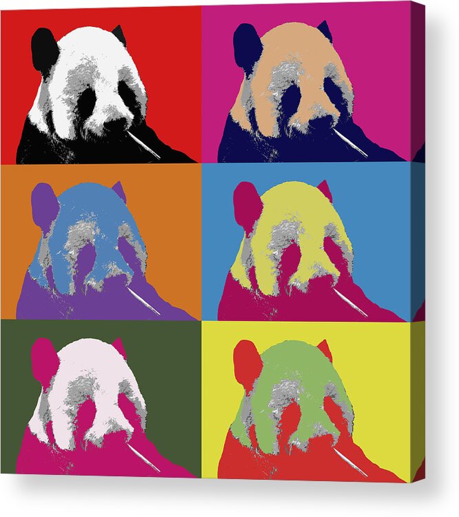 Animals Acrylic Print featuring the photograph Panda Pop Art 2 by Lou Ford