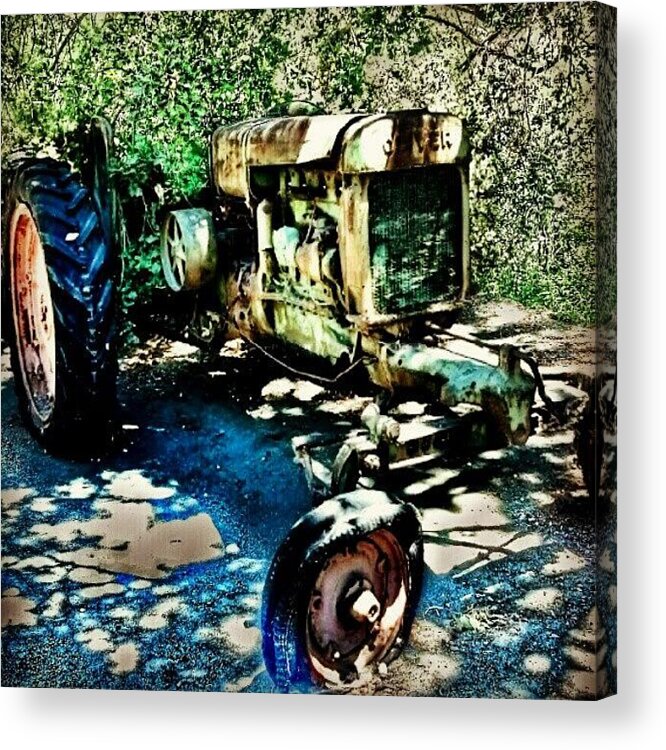 Photoshop Acrylic Print featuring the photograph Part Of The Tractor Graveyard At by Bill Maxwell