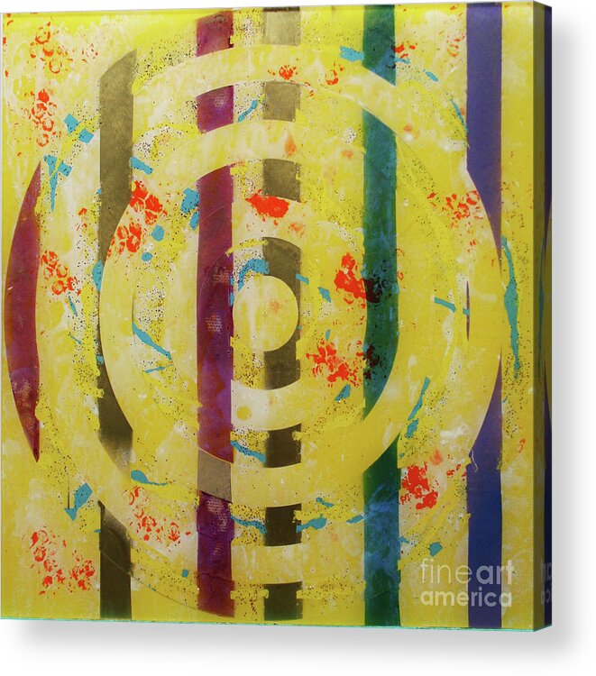 Abstract Acrylic Print featuring the painting PARTY- Bullseye 1 by Mordecai Colodner