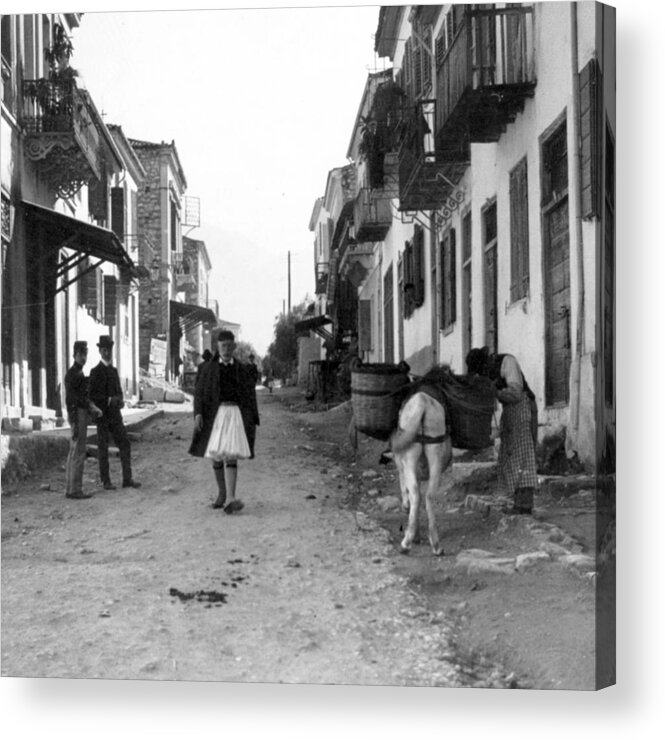 Patras Acrylic Print featuring the photograph Patras Greece - Street Scene - c 1910 by International Images