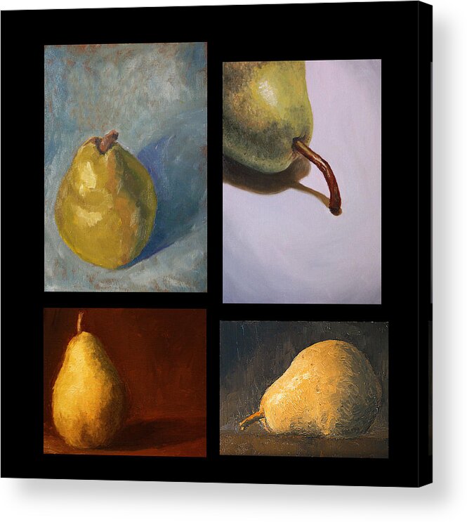 Pears Acrylic Print featuring the painting Pears the Series by Rachel Bochnia