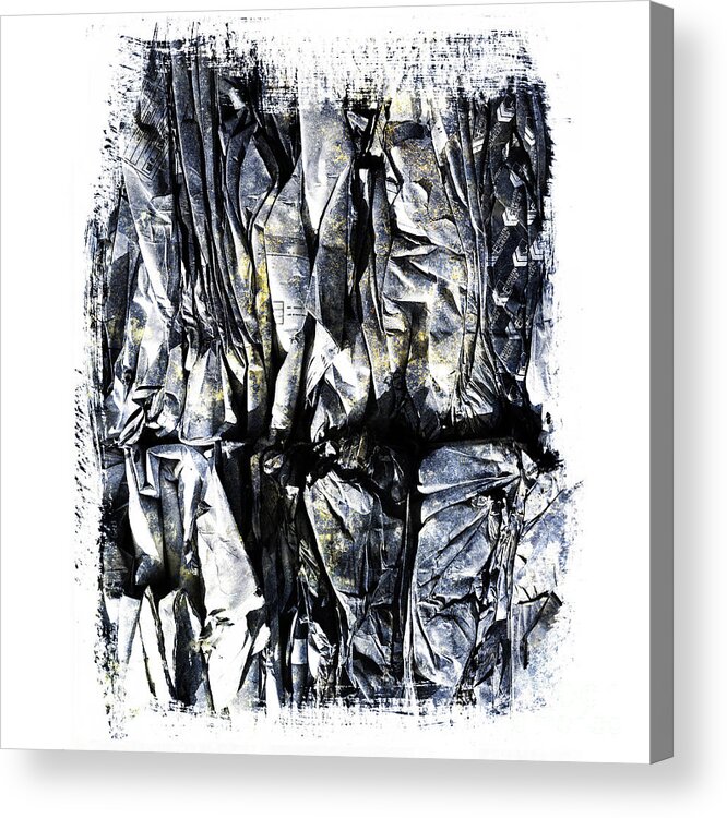 Bundle Acrylic Print featuring the photograph Pile of crushed cardboard for recycling by Bernard Jaubert