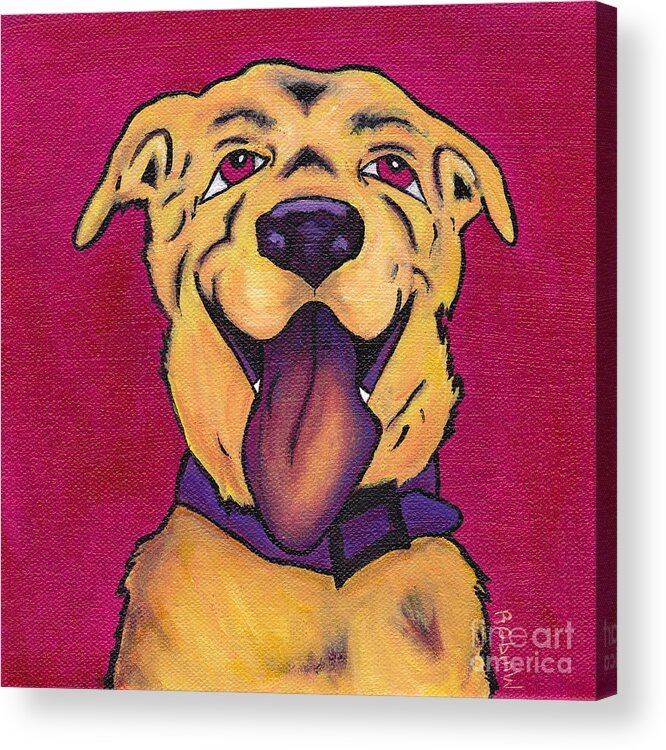 Dog Acrylic Print featuring the painting Pink Dog by Robin Wiesneth