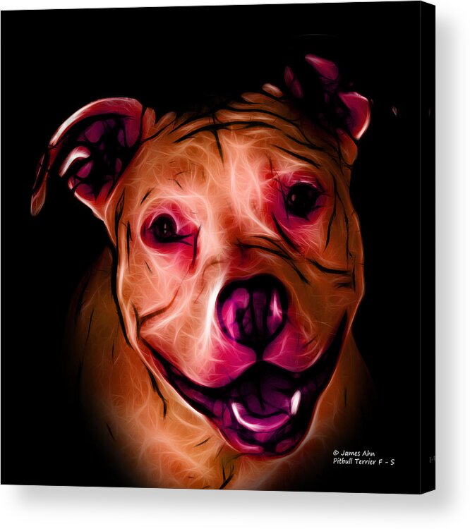Pitbull Acrylic Print featuring the digital art Pitbull Terrier - F - S - BB - Orange by James Ahn