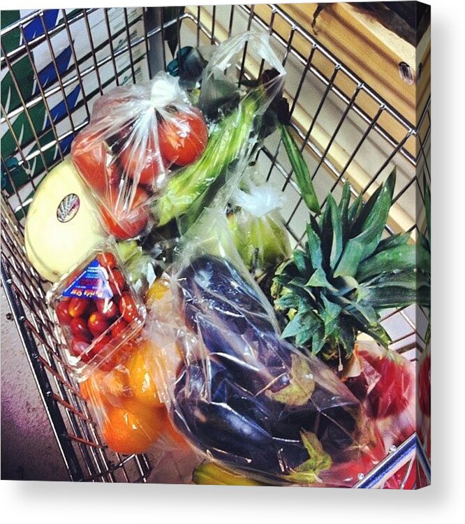 Motivation Acrylic Print featuring the photograph Shopping Cart Full Of Goodies #fruits by Marie Constant