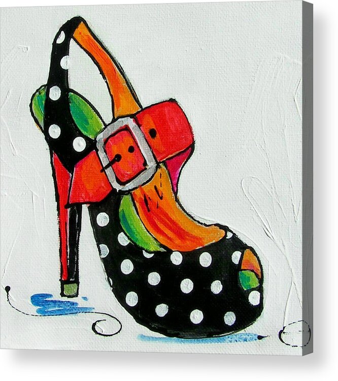 High Heel Acrylic Print featuring the painting Snotty Dotty by Judy Rogan