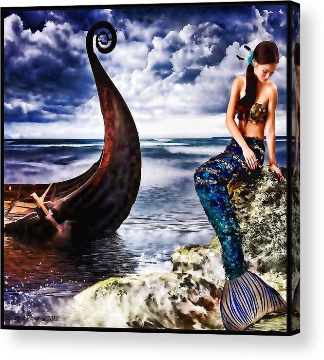 Mermaid Acrylic Print featuring the digital art Souls Longing by Mary Morawska
