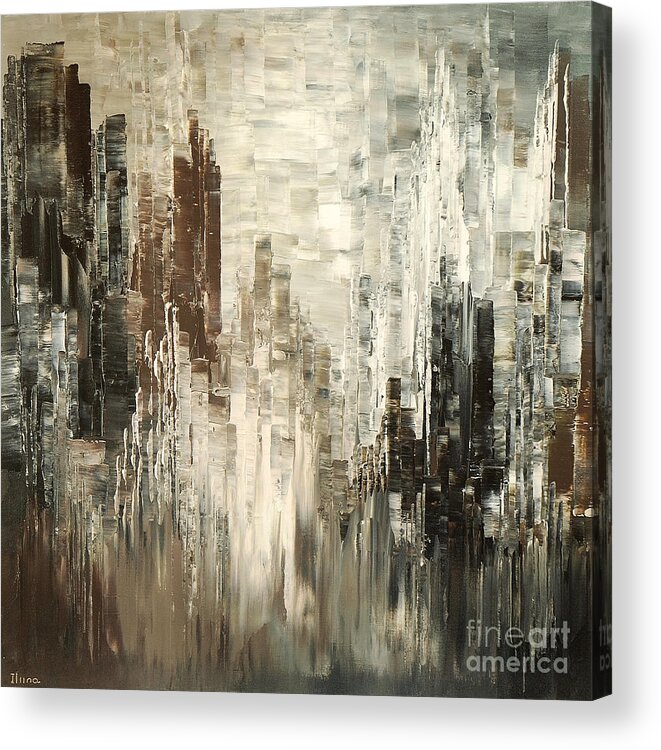 City Painting Acrylic Print featuring the painting Steel Towers by Tatiana Iliina