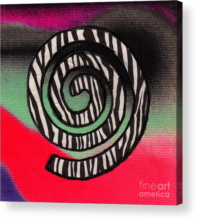 Abstract Acrylic Print featuring the mixed media Stripes Spiral by Christine Perry