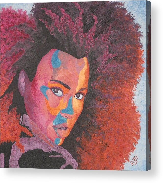 Bold Colorful African American Female Image Acrylic Print featuring the painting Swagger by William Roby