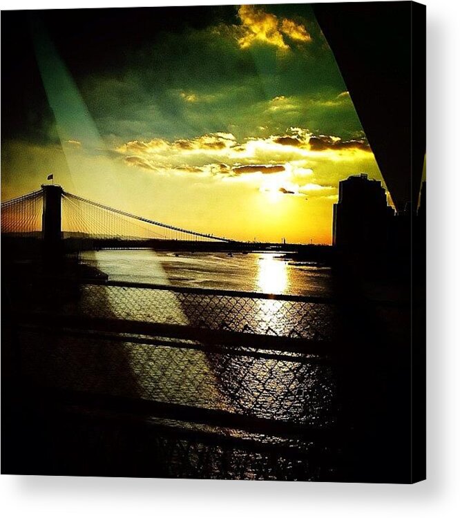 Navema Acrylic Print featuring the photograph The Brooklyn Bridge At Dusk by Natasha Marco