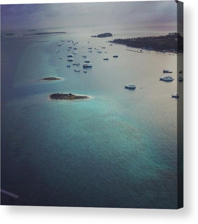 Summer Acrylic Print featuring the photograph #topview #lagoon #seaplane #boats by Mohamed Shafy