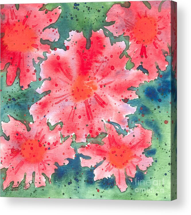 Artoffoxvox Acrylic Print featuring the painting Watercolor Flowers by Kristen Fox