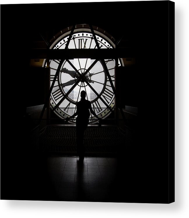 Paris Acrylic Print featuring the photograph Woman Behind Time by RicharD Murphy