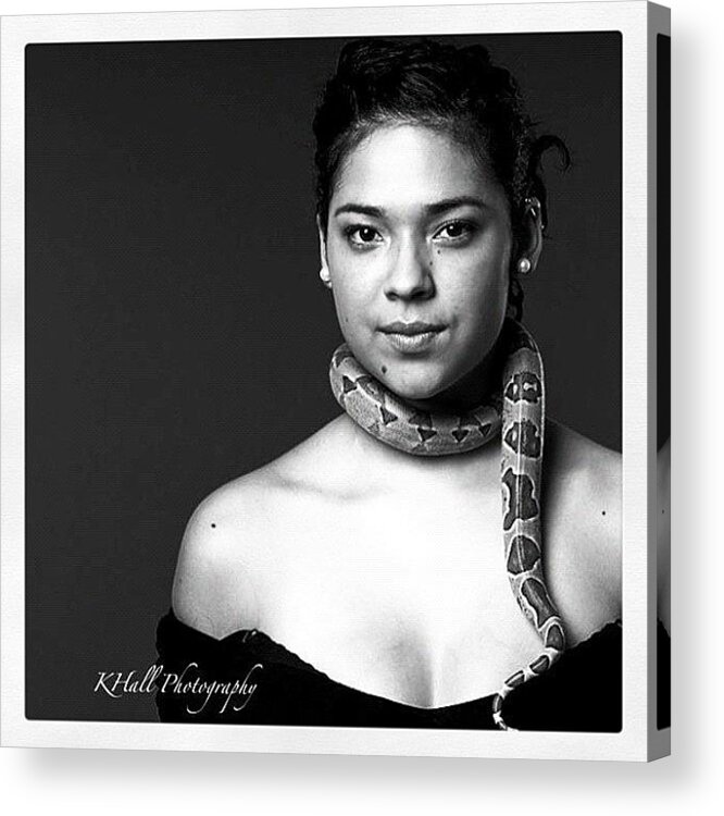 Art Acrylic Print featuring the photograph Yes, It's A Real Snake Around Her by Speechless Poet