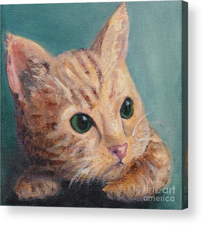 Kitten Acrylic Print featuring the painting You Teal my Heart by Robin Wiesneth