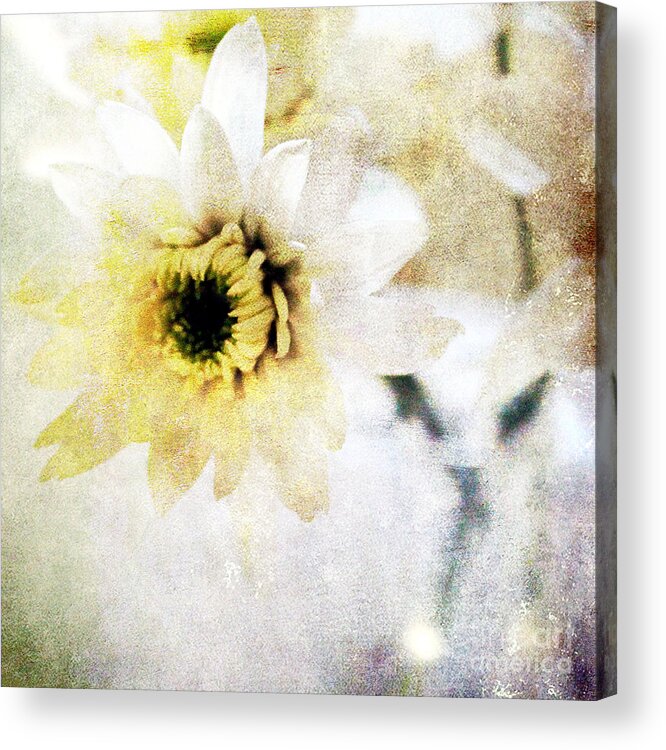 Flower Acrylic Print featuring the mixed media White Flower by Linda Woods