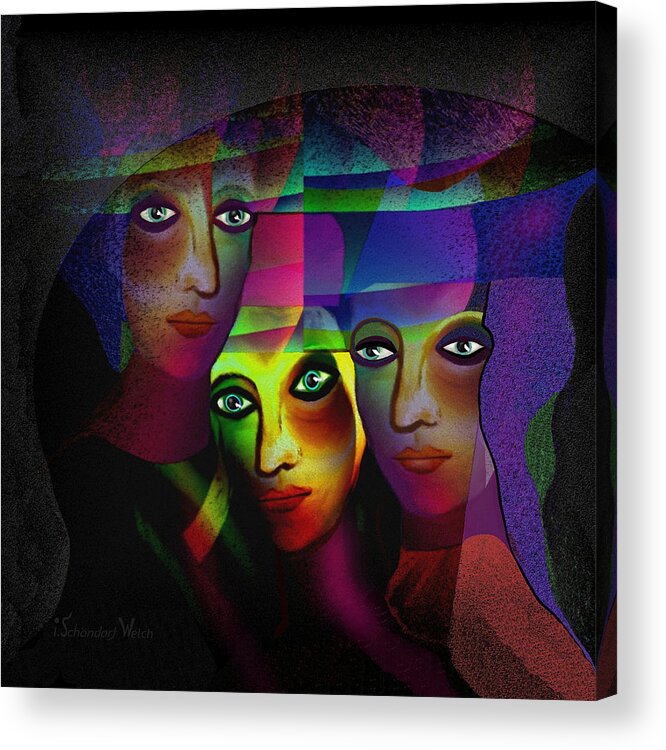 008  Sisters In Pride A Acrylic Print featuring the painting 008  Sisters in Pride A #008 by Irmgard Schoendorf Welch