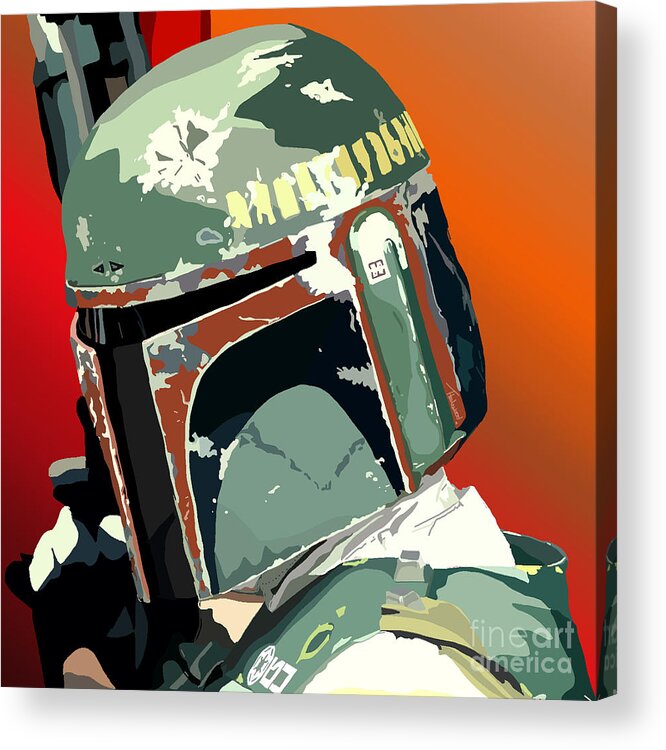 Bobba Fett Acrylic Print featuring the painting 067. He's No Good To Me Dead by Tam Hazlewood