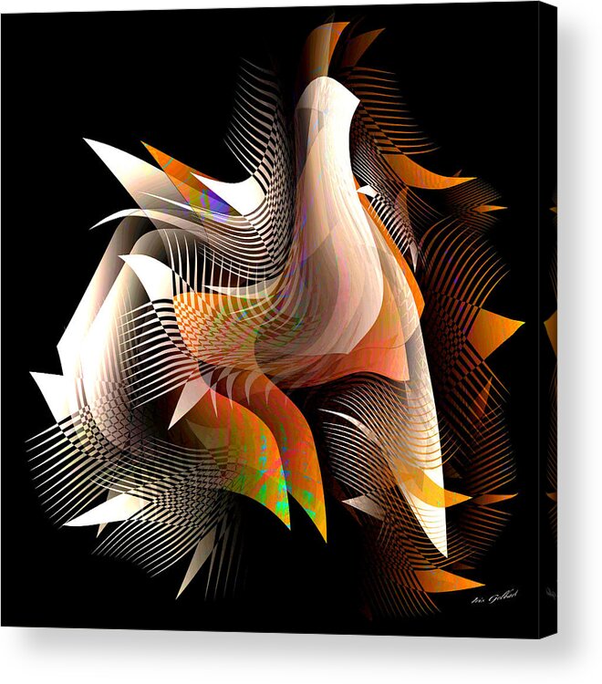 Abstract Art Acrylic Print featuring the digital art Abstract Peacock by Iris Gelbart