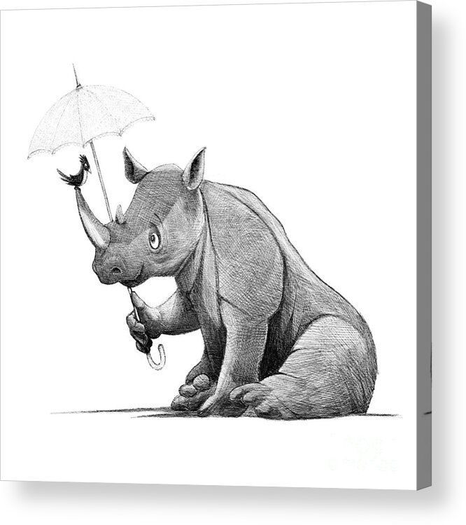 Umbrella Rhinoceros Acrylic Print featuring the digital art Choose Kindness by Michael Ciccotello