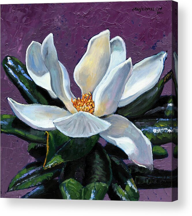 Magnolia Acrylic Print featuring the painting Come Unto Me #1 by John Lautermilch