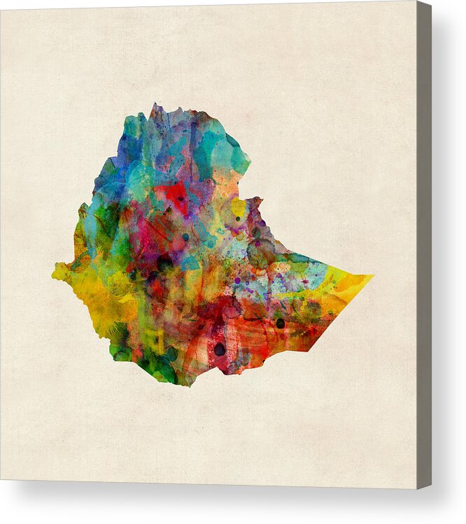 Ethiopia Acrylic Print featuring the digital art Ethiopia Watercolor Map #1 by Michael Tompsett