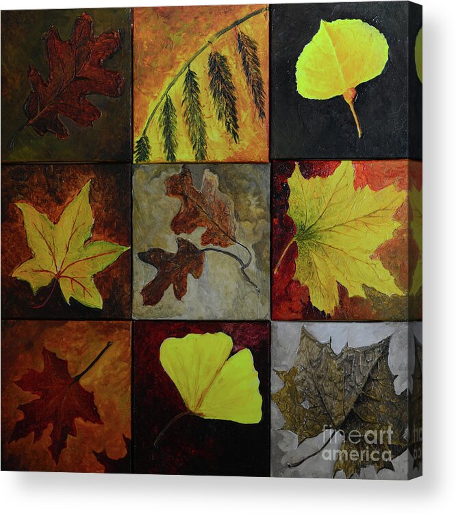 Leaf Acrylic Print featuring the painting Fall Leaves #2 by Charles Owens