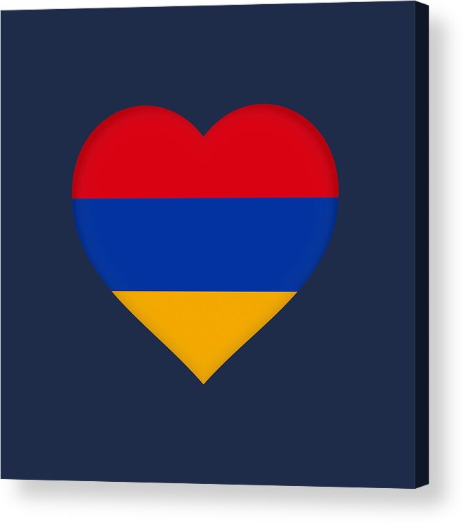 Armenia Acrylic Print featuring the digital art Flag of Armenia Heart. #1 by Roy Pedersen