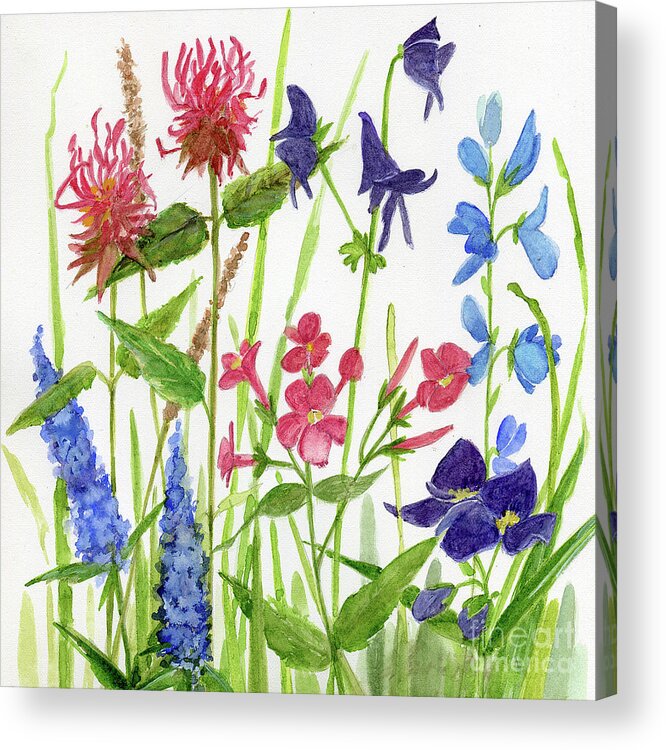 Painting Acrylic Print featuring the painting Garden Flowers #1 by Laurie Rohner