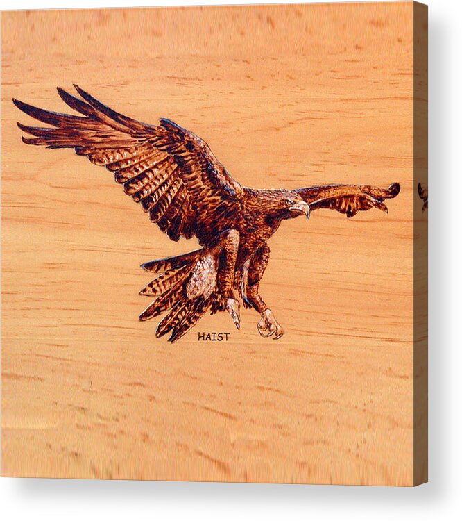 Eagle Acrylic Print featuring the pyrography Golden Eagle #3 by Ron Haist