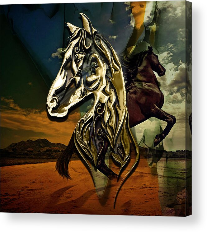 Horse Acrylic Print featuring the mixed media Horse art Collection #1 by Marvin Blaine