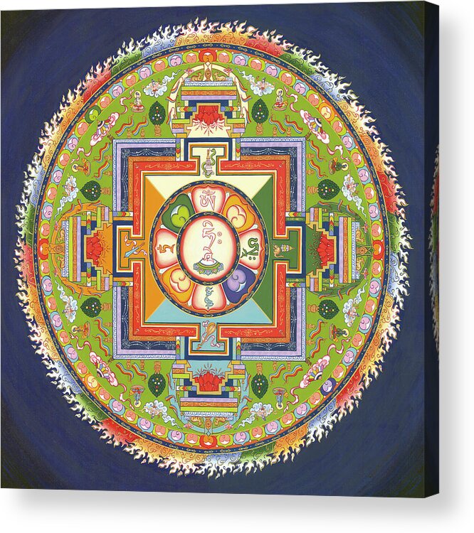 Mandala Acrylic Print featuring the painting Mandala of Avalokiteshvara      #1 by Carmen Mensink