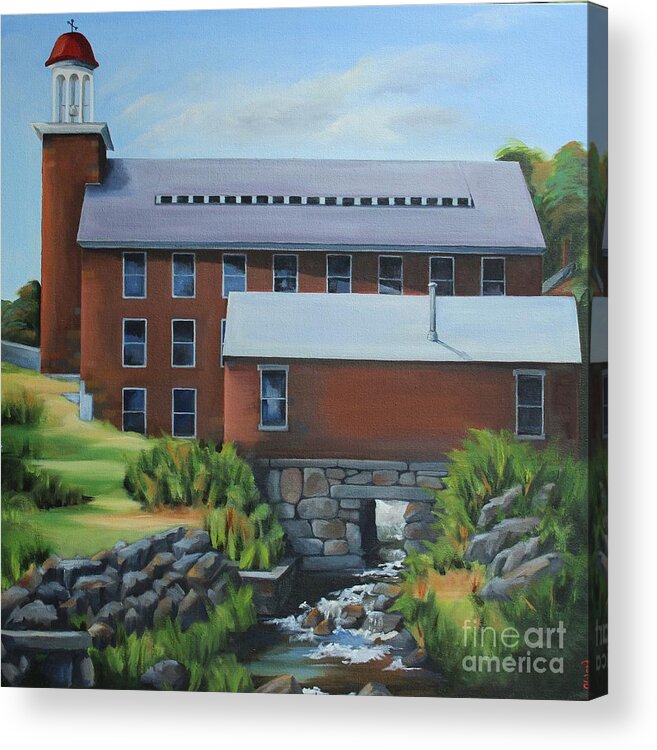 Harrisville Mill Nh Acrylic Print featuring the painting Millstream #1 by Anne Ward