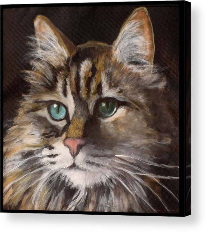 Norwegian Forest Cat Acrylic Print featuring the painting Oscar #1 by Carol Russell