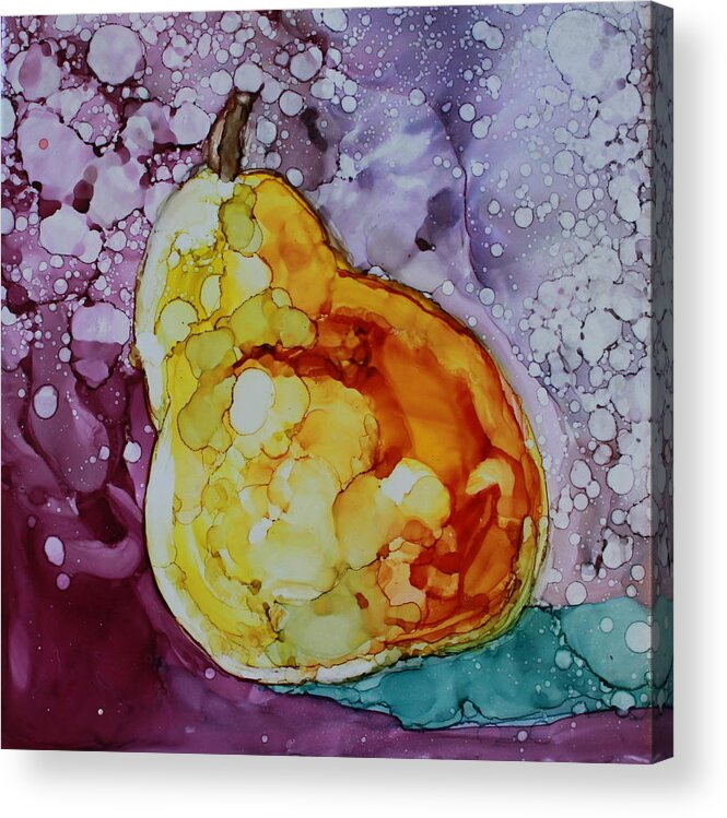 Pear Acrylic Print featuring the painting Pear #2 by Ruth Kamenev