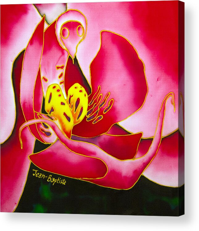 Jean-baptiste Design Acrylic Print featuring the painting Pink Orchid by Daniel Jean-Baptiste