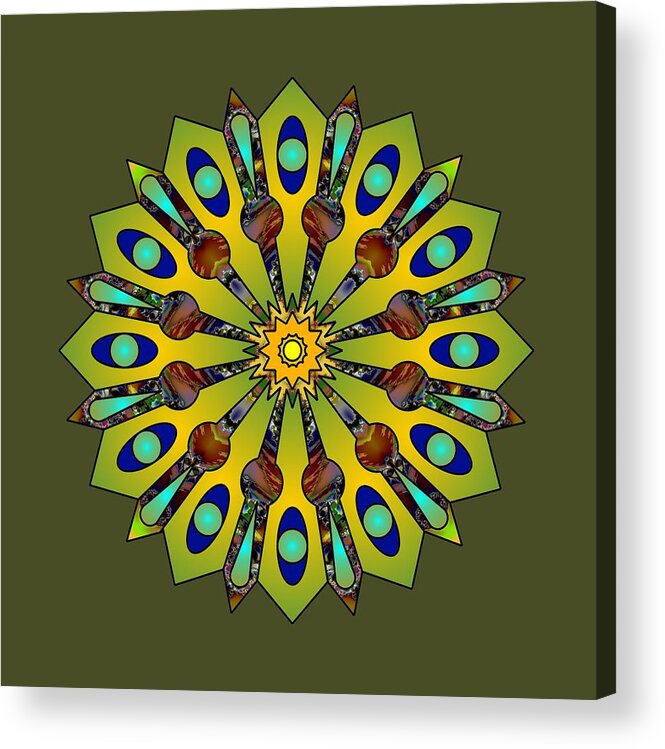 Mandala Acrylic Print featuring the digital art Psychedelic Mandala 004 A by Larry Capra