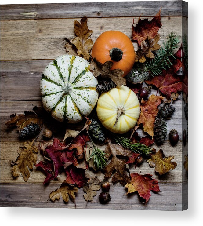Thanksgiving Acrylic Print featuring the photograph Pumpkins #1 by Rebecca Cozart